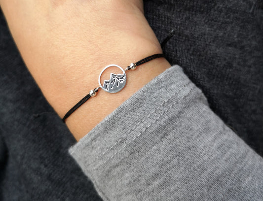 Sterling Silver Mountain Cord Bracelet * Minimalist Outdoor Jewellery* Hiking, Nature fan