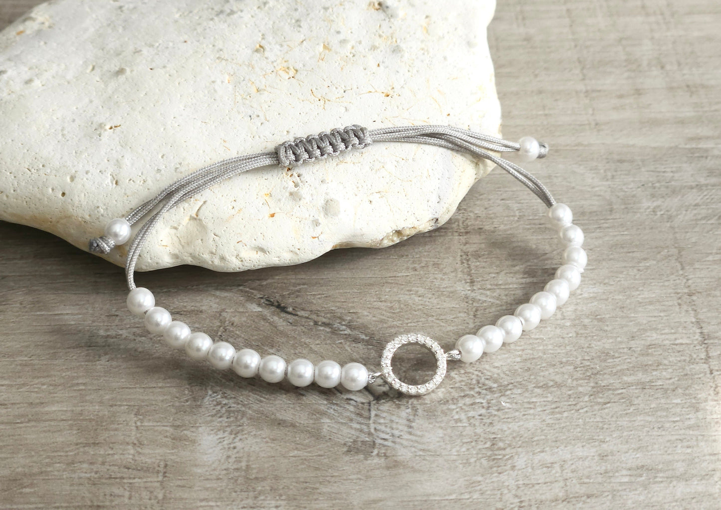 Sparkly Circle Cord Bracelet * Feminine * Layered Bracelet *