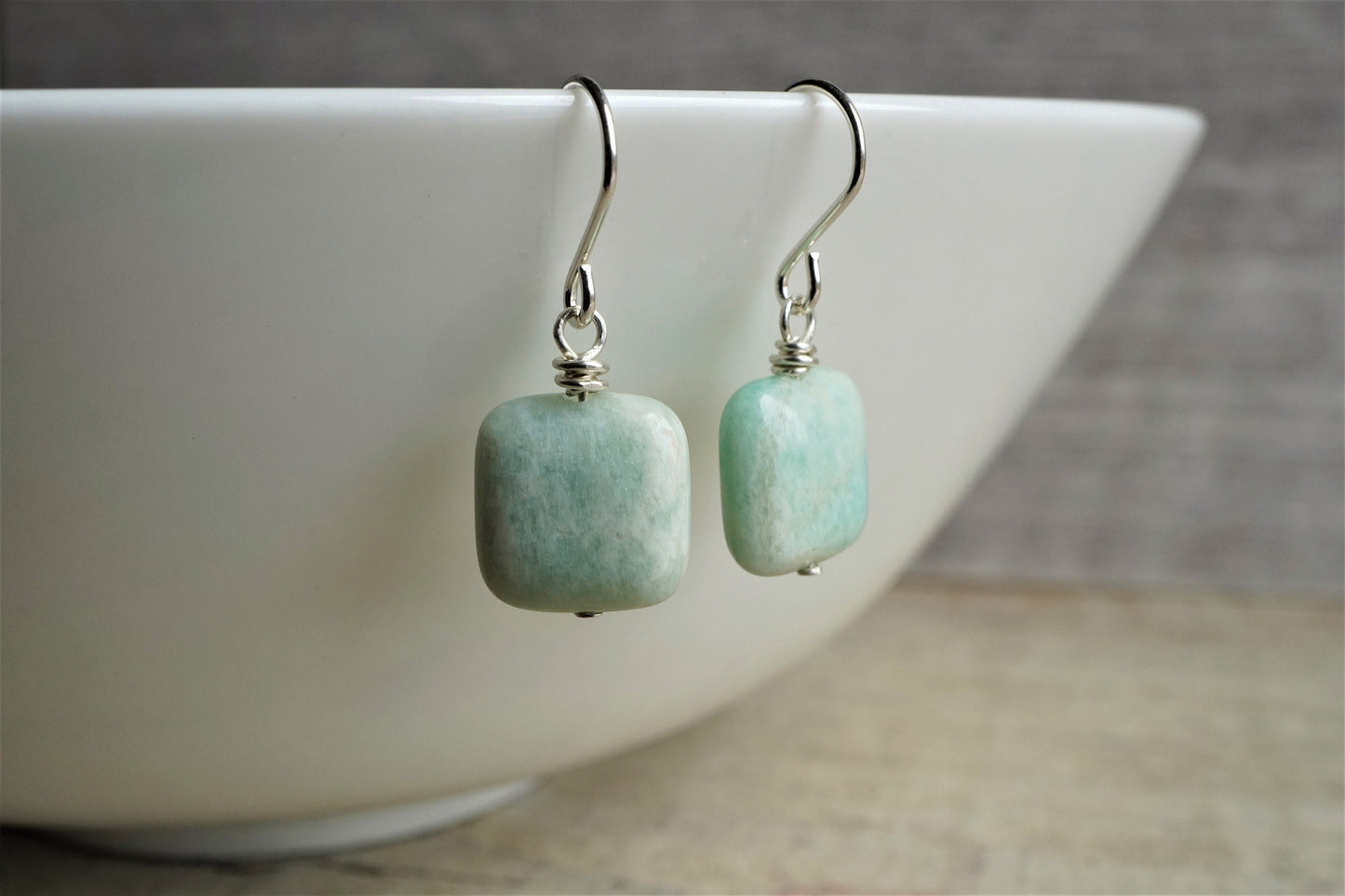 Amazonite Sterling Silver Earrings * Light green earrings * Summer earrings