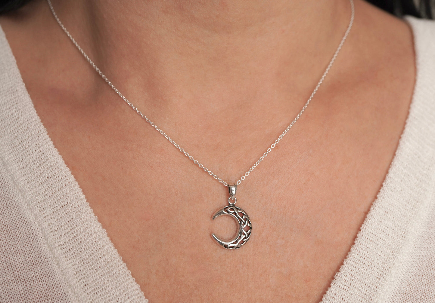 Small Celtic Moon Delicate Necklace * Moon * Gift for her * Boho necklace * Sterling silver