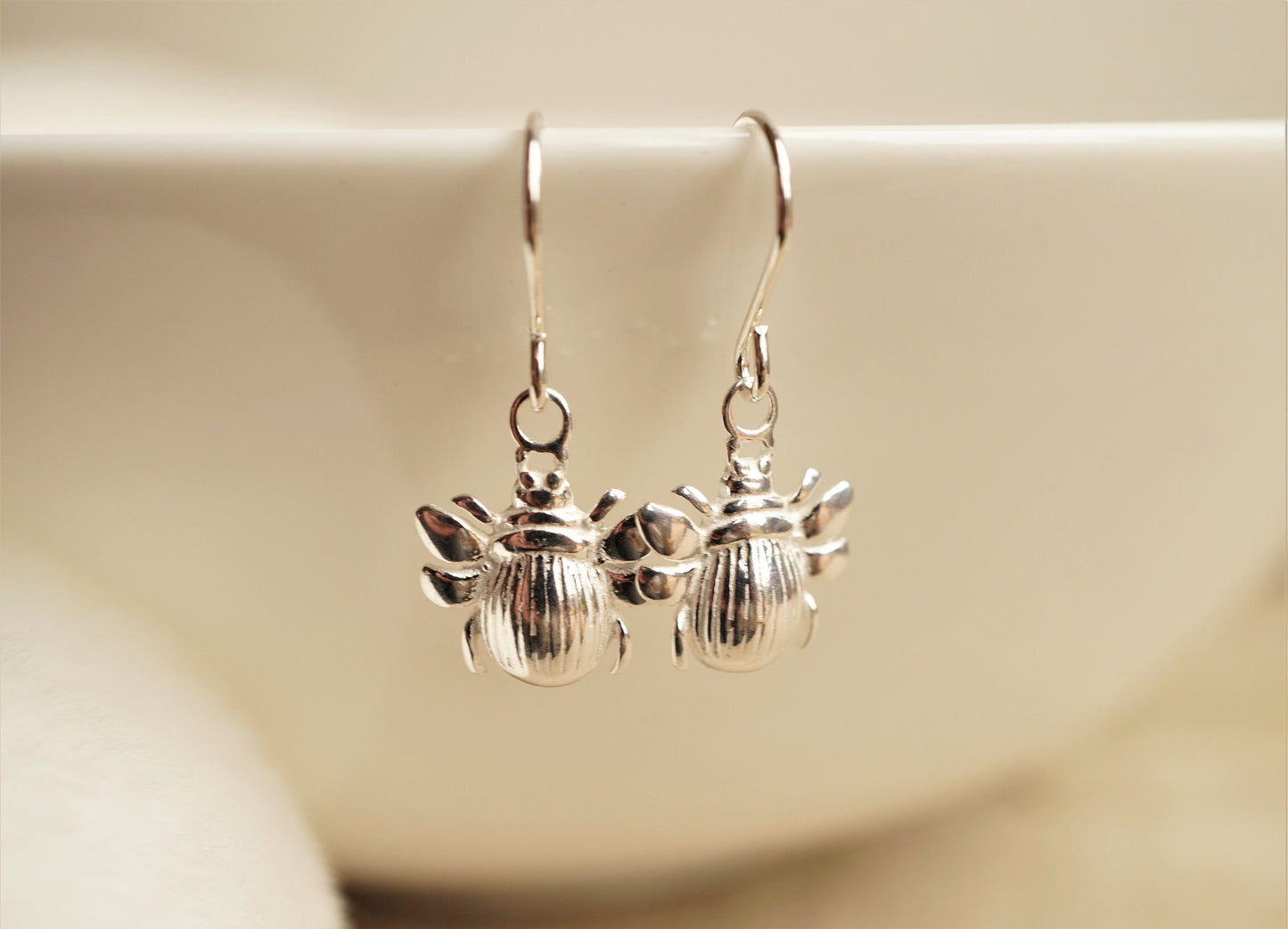 Scarab Beetle Sterling Silver Earrings * Egypt symbol