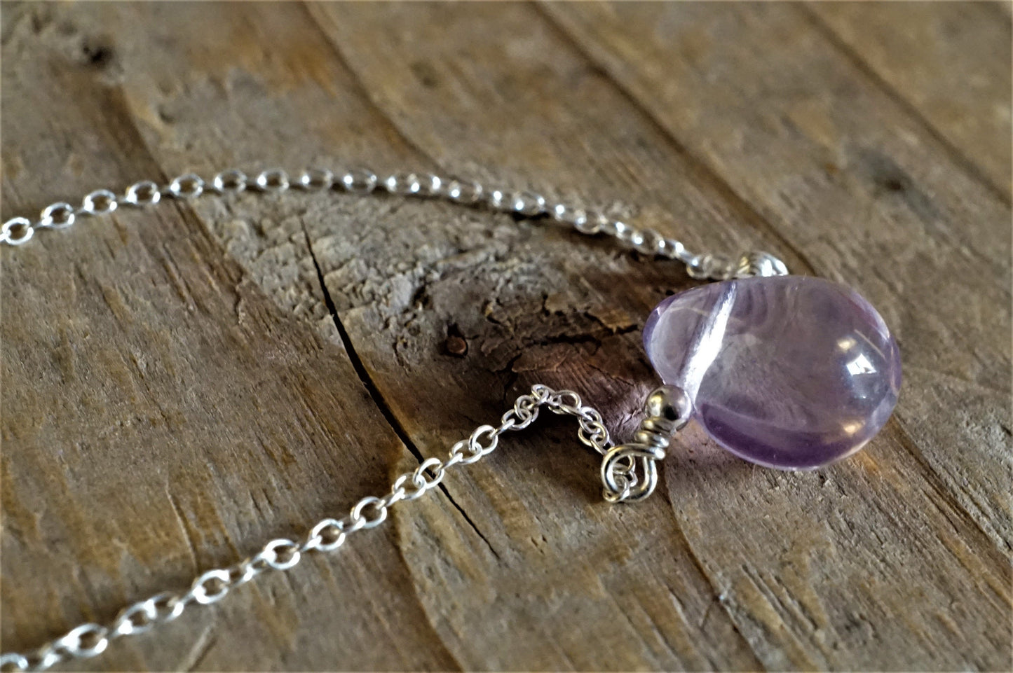 Small Fluorite Drop Necklace Sterling Silver* Dainty necklace* Gift for her* Feminine* Stone necklace* Fluorite jewelry