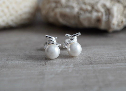 Cute Small Pearl Stud Earrings * Bridesmaid gift  * Pearl earrings * Gift for her