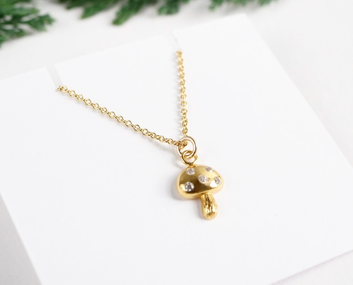 Small Mushroom Necklace * Dainty Feminine Necklace * Mushroom fan * Gift for her