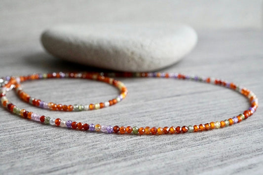 Dainty Multicolour Zircon Sterling Silver Necklace * Layered necklace * Gift for her * Feminine jewellery * Sparkle necklace