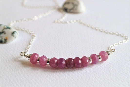 Ruby Sterling Silver Necklace* Birthstone of July* Ruby stone jewelry