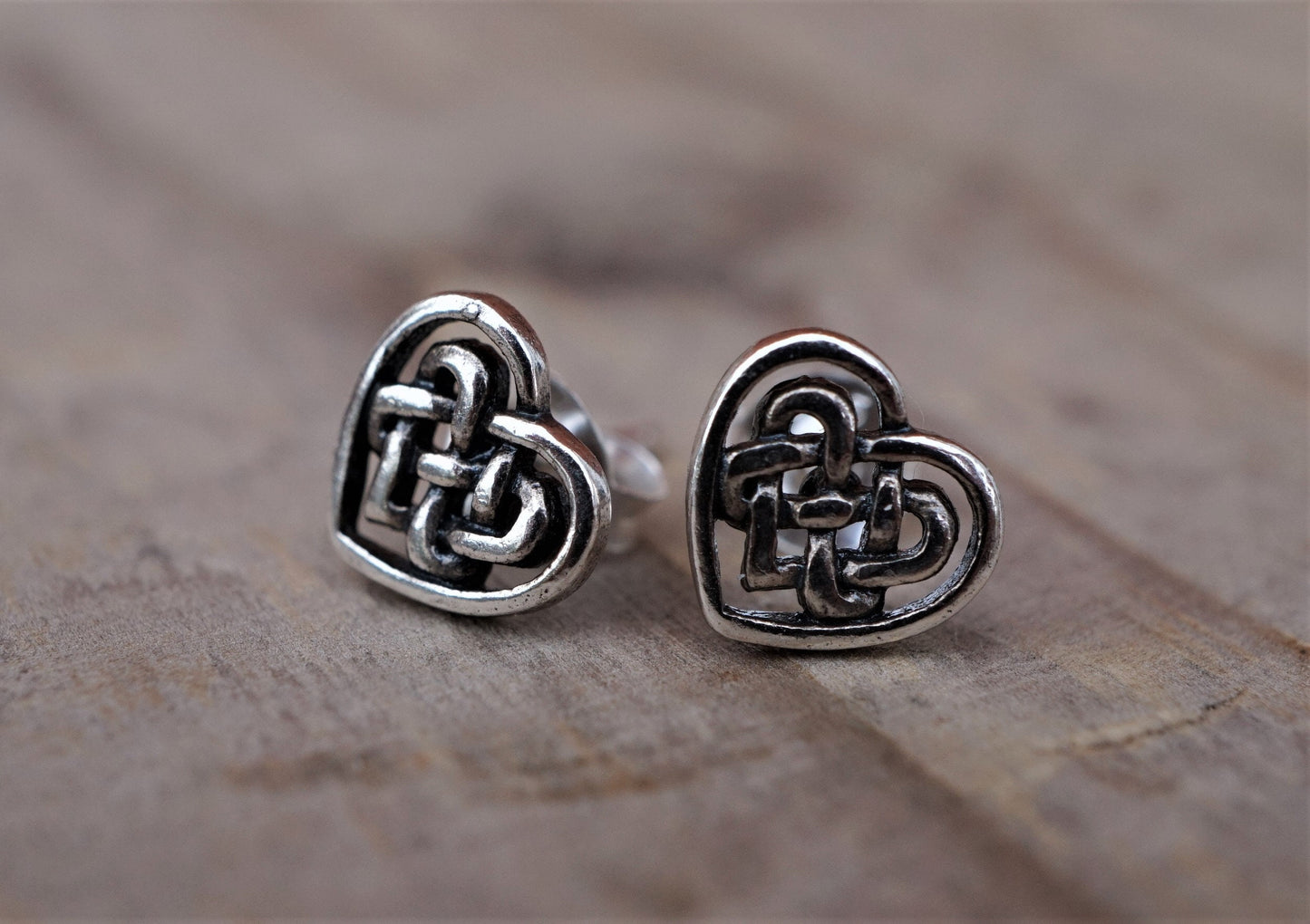 Celtic Heart Sterling Silver Knot Stud Earring, Wiccan, Pagan, Promise earrings, Viking jewellery, gift for her