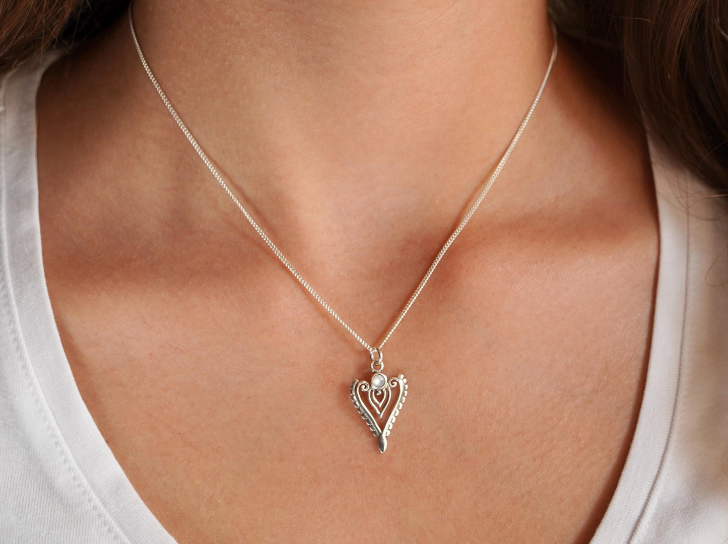 Beautiful Small Filigree Pendant Necklace *Sterling silver * Dainty * Gift for her* Feminine*