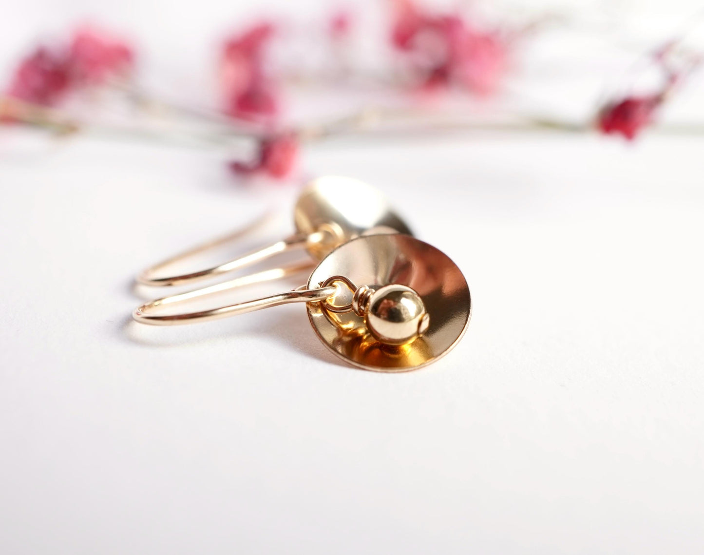 Small Concave Circle Gold Disc Earrings * Minimalist earrings * Feminine * Delicate earrings