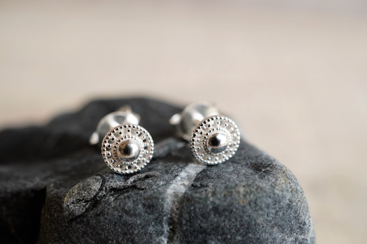 Gold Filigree Small Stud Sterling Silver * Feminine jewellery * Gold stud * Boho stud