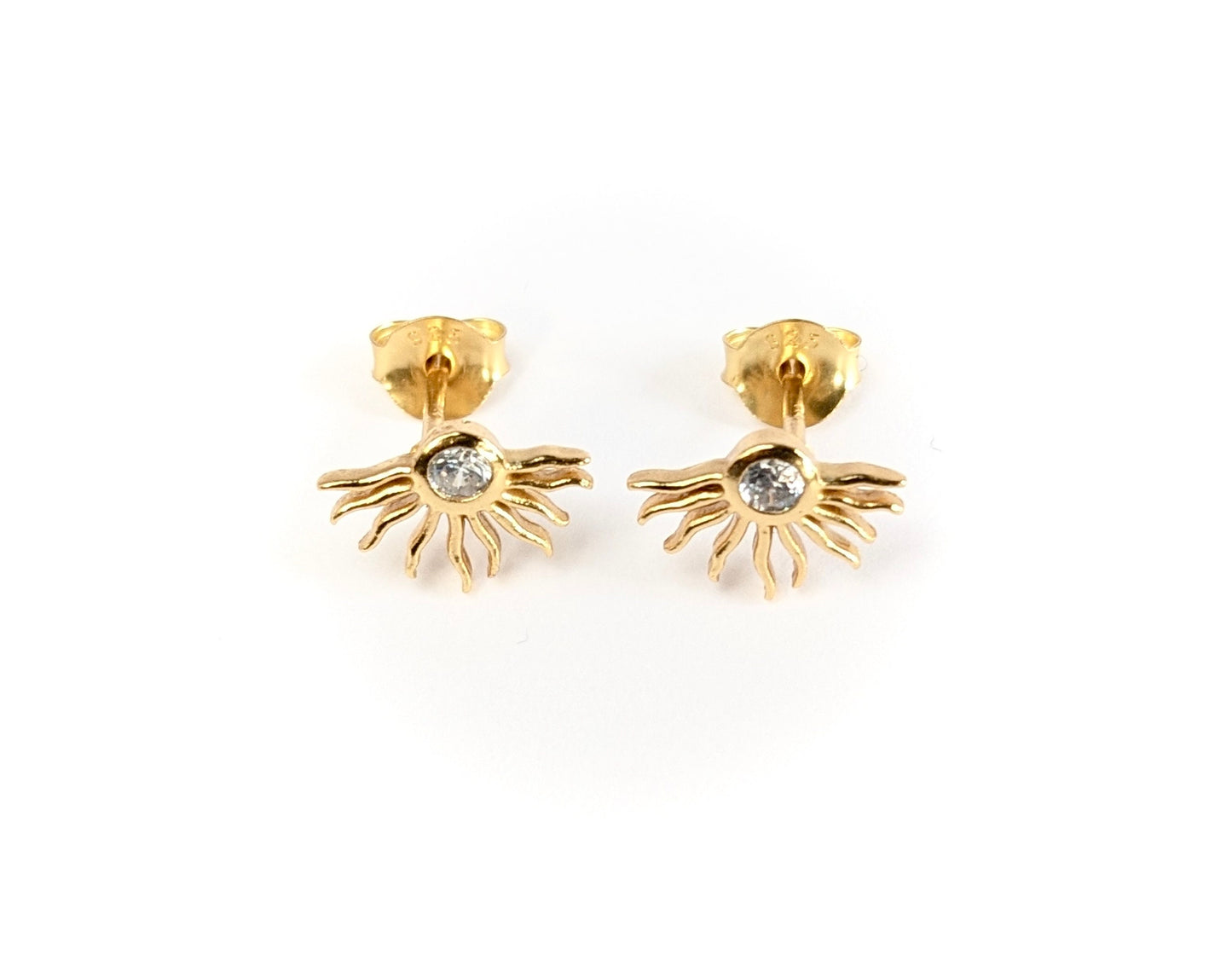 Sun Stud Sterling Silver Earrings * Feminine jewelry * Gift for her