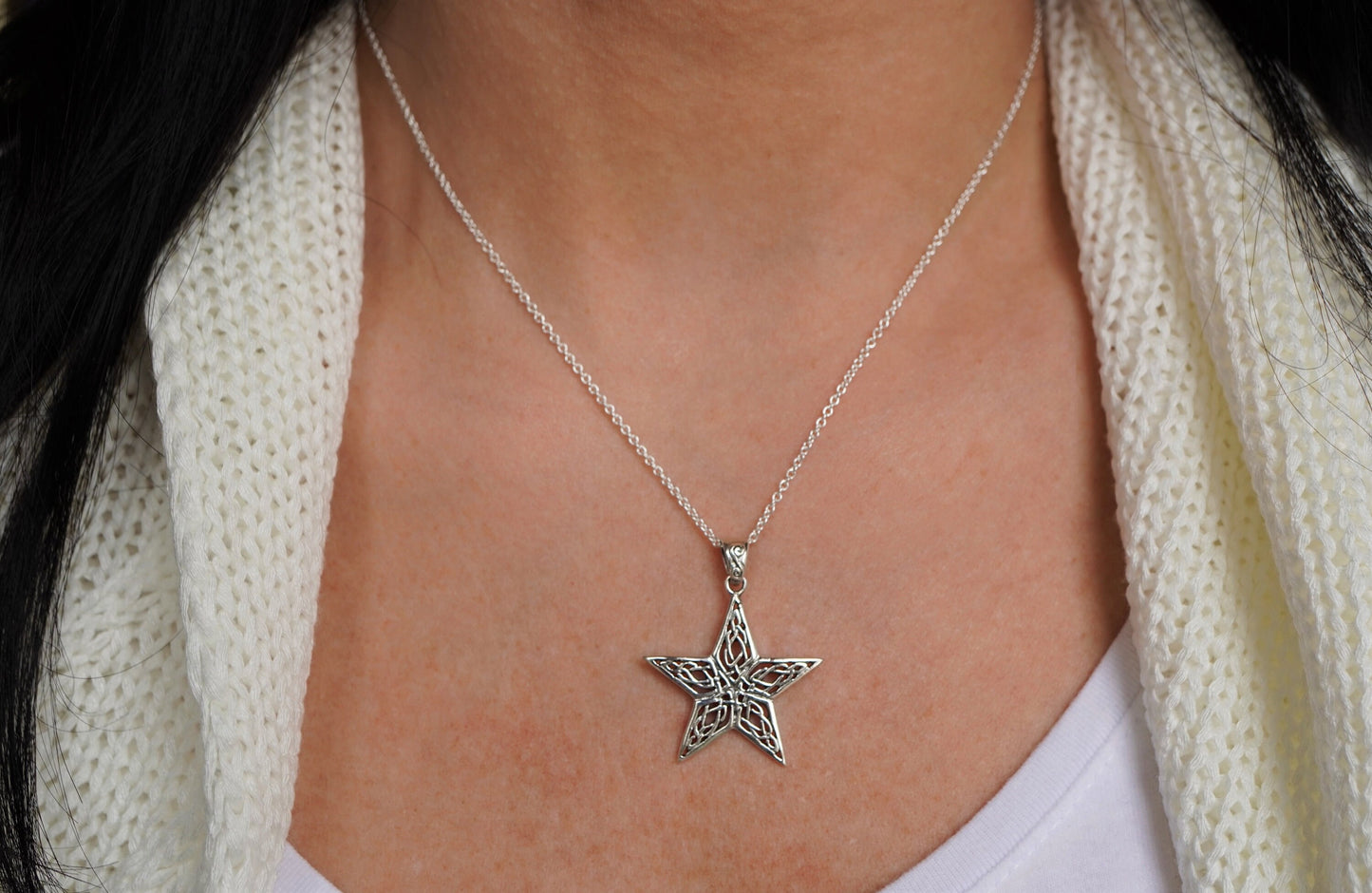 Celtic Star Necklace Sterling Silver * Filigree pendant * Gift for her* Feminine