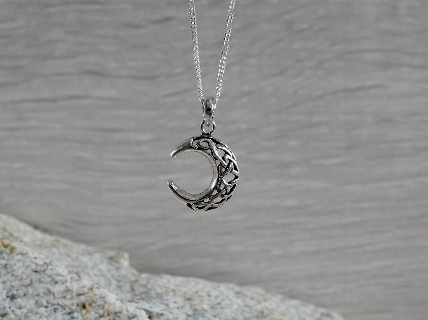 Small Celtic Moon Delicate Necklace * Moon * Gift for her * Boho necklace * Sterling silver