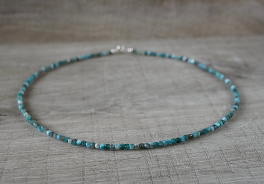 Dainty Apatite Cube Sterling Silver Necklace * Gift for her * Feminine jewellery * Boho necklace