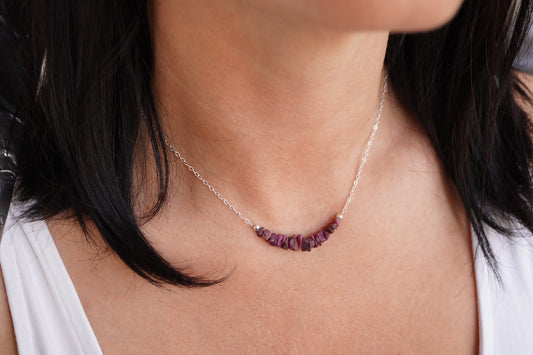 Raw Ruby Sterling Silver Necklace * Birthstone of July * Ruby stone jewelry