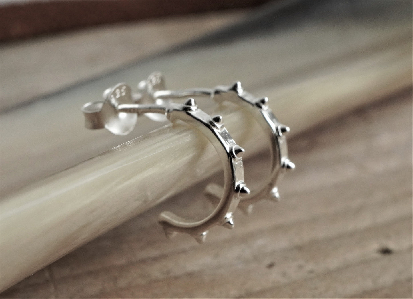 Sterling Silver Dainty Half Hoop Earrings * Feminine earrings * Boho hoop