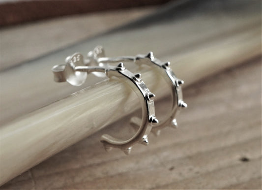 Sterling Silver Dainty Half Hoop Earrings * Feminine earrings * Boho hoop