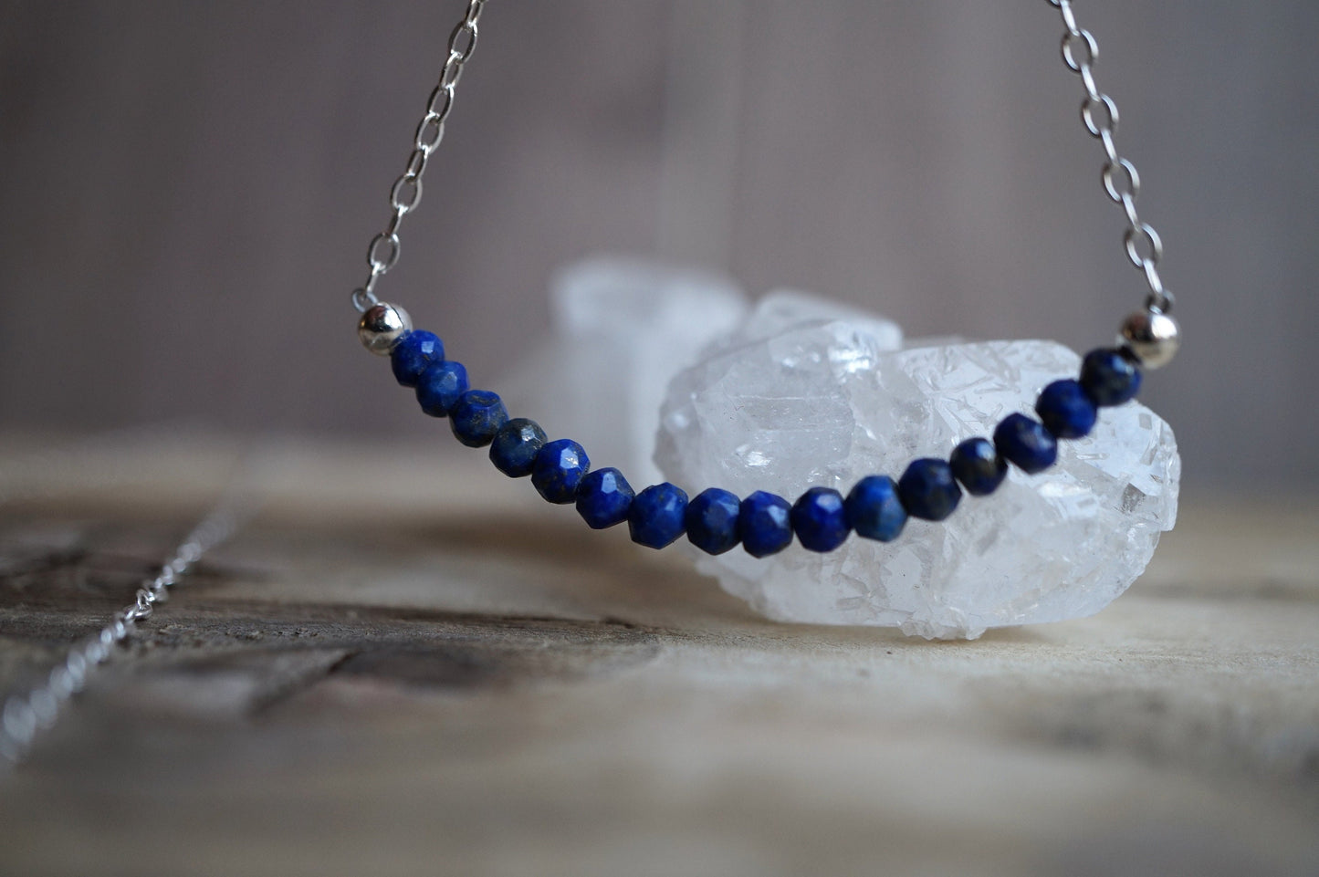 Lapis Lazuli Sterling Silver Bar Bracelet/Necklace * December Birthstone * Dainty bracelet *Gift for her *  Feminine