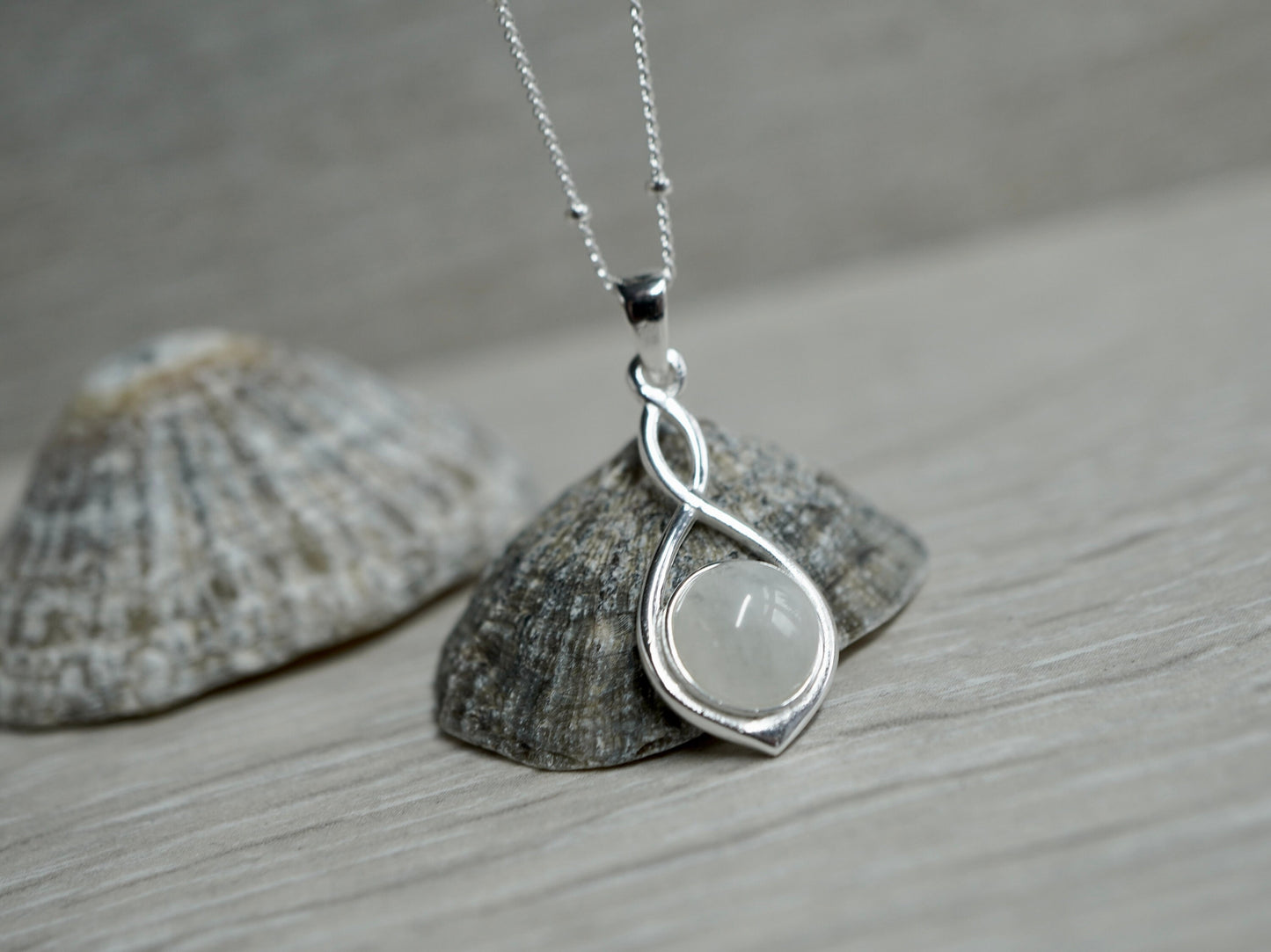 Sterling Silver Moonstone Infinity  Drop Necklace * Moonstone stone * Gift for her * Plain necklace *