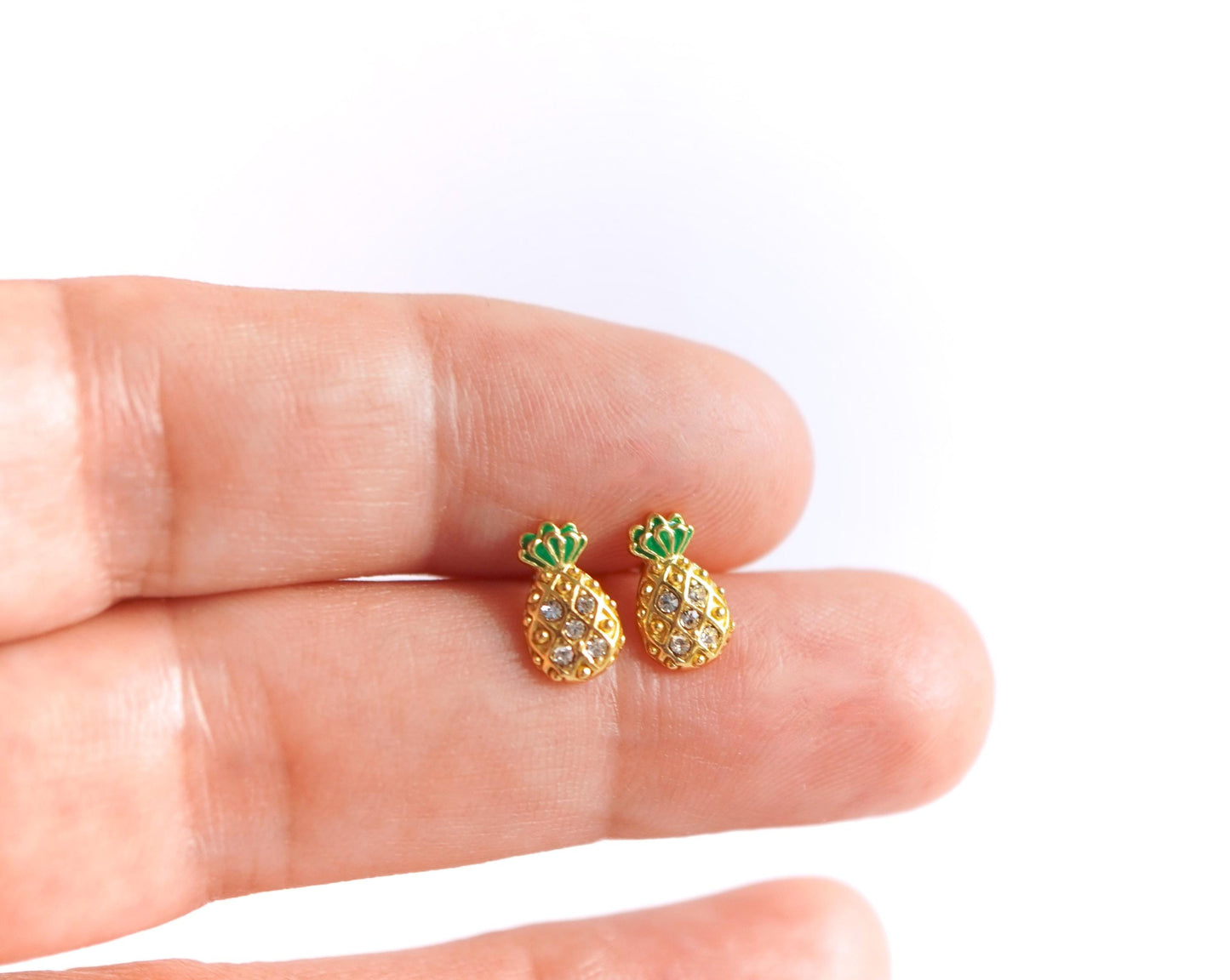 Small Pineapple Gold Sterling Silver Stud