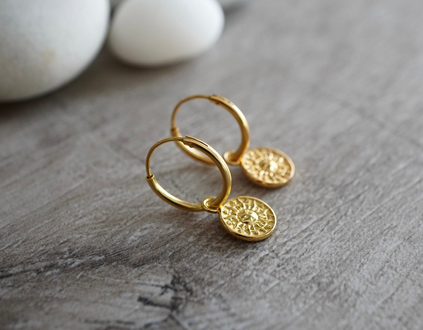 Sterling Silver Sun Hoop earrings * Boho earrings * Summer earrings * Hoop jewellery