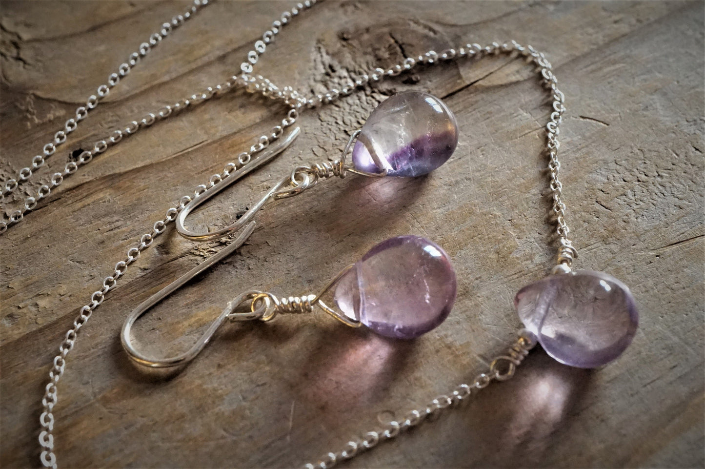 Small Fluorite Drop Necklace Sterling Silver* Dainty necklace* Gift for her* Feminine* Stone necklace* Fluorite jewelry