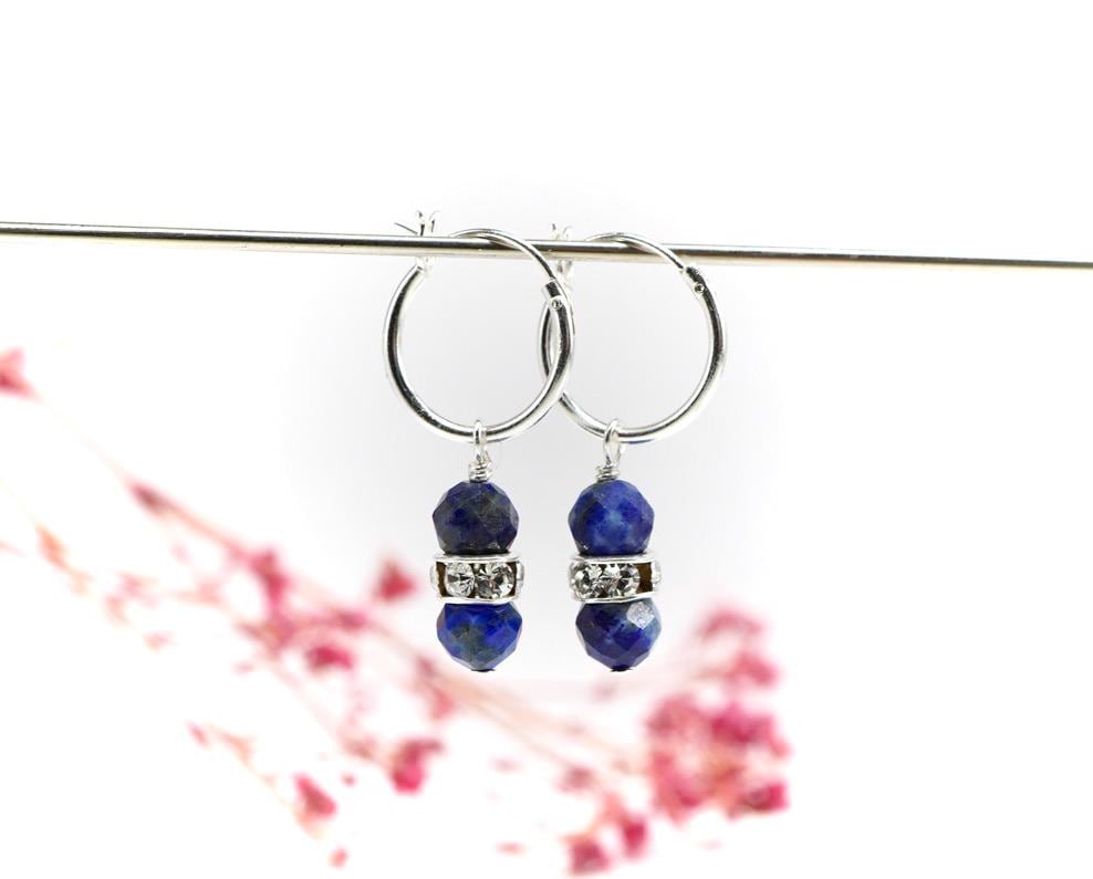Lapis Hoop Earrings * September Birthstone * Sterling silver * Dainty hoop * Gift for her * Feminine * Talisman stone