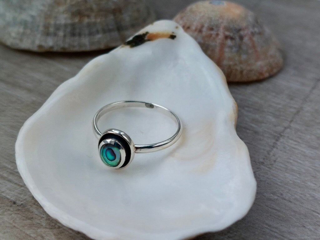 Sterling Silver Abalone Ring Size N/7, P/8, R/9 size