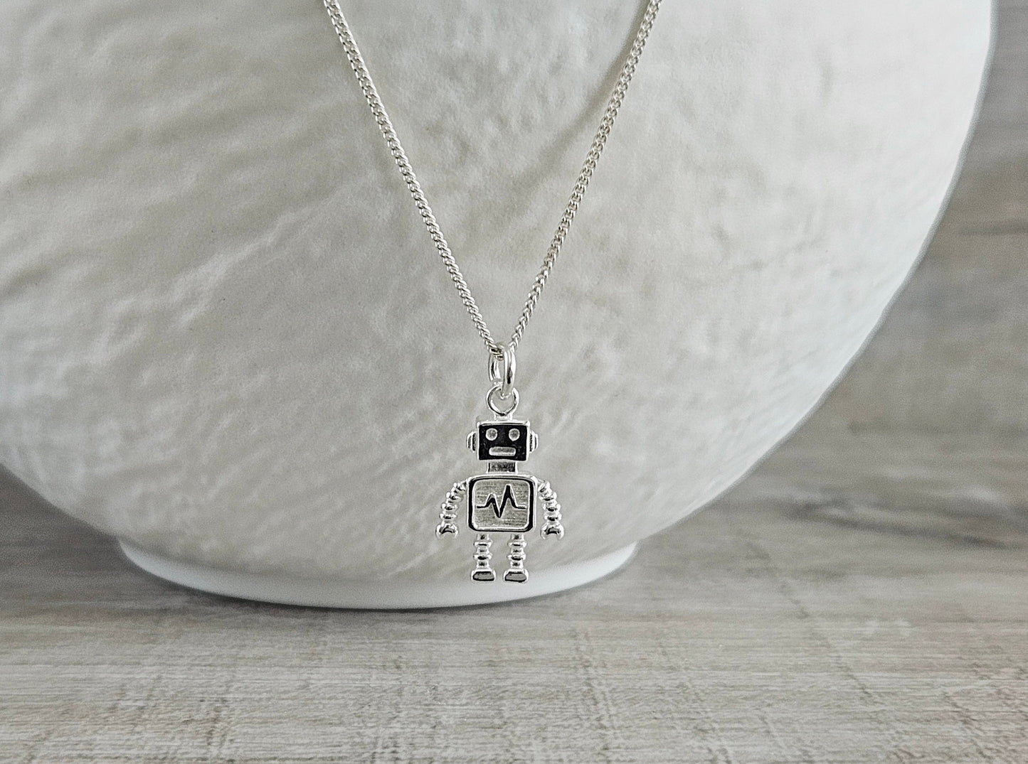 Robot Sterling Silver Necklace * Robot pendant * Gift for her *