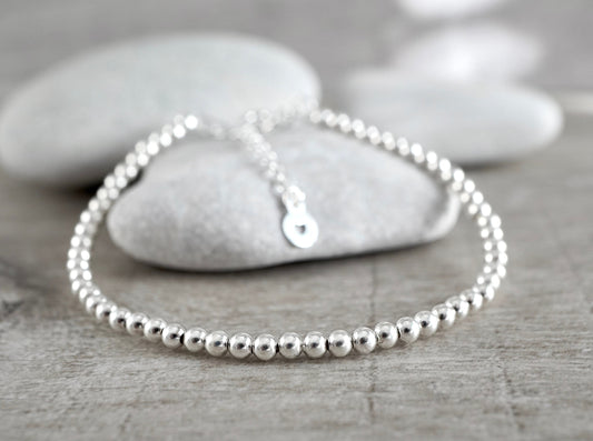 Sterling Silver Bead Bracelet * Beaded bracelet * Gift for her * Feminine