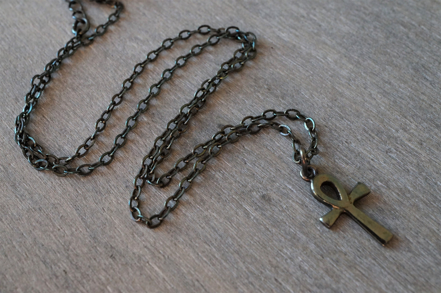 Small Ankh Charm Sterling Silver Choker Necklace* Egyptian cross* Symbol of Life * Ancient Egypt* Oxidized silver