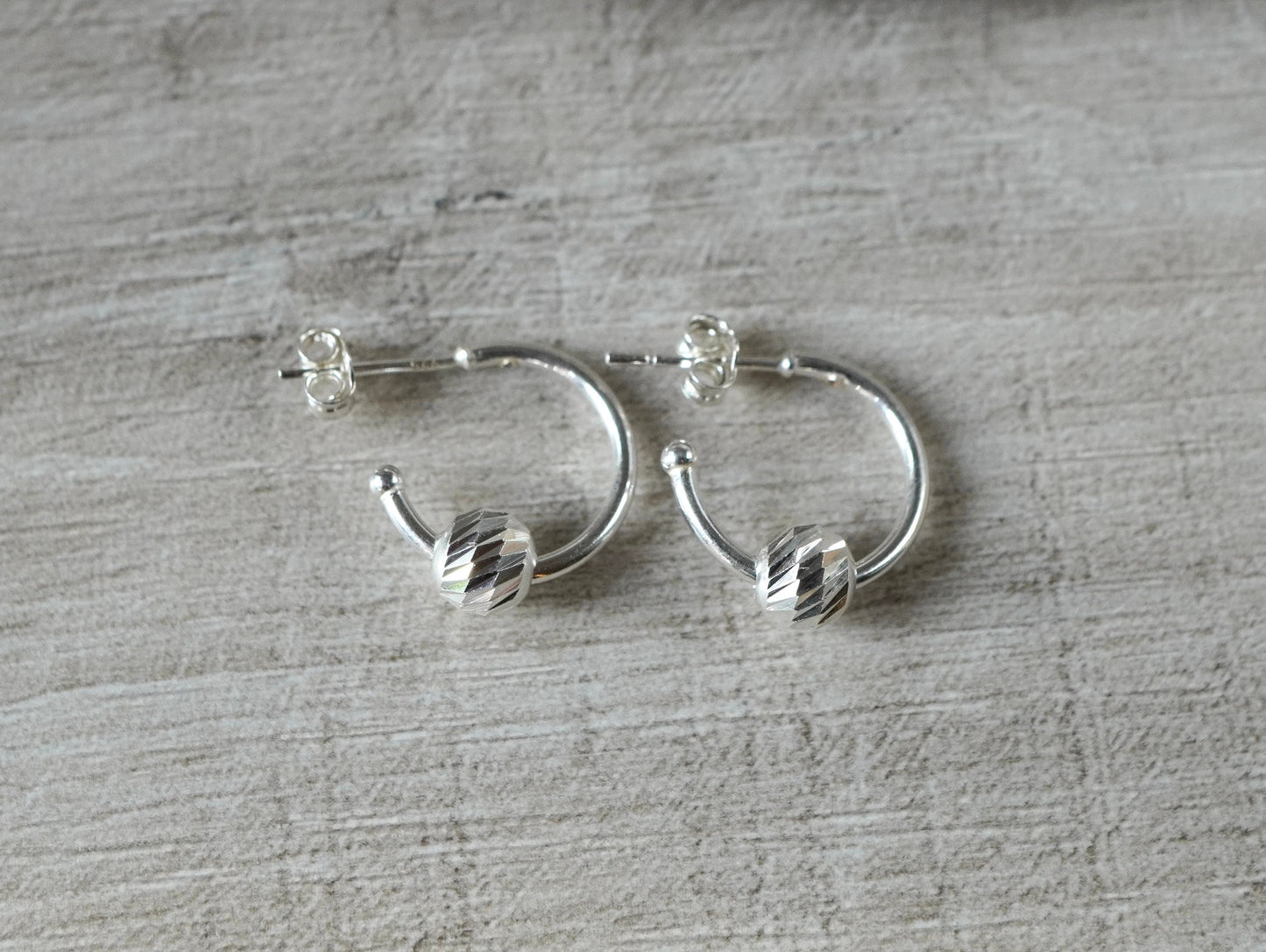 Half Hoop Ball Earrings *Sterling Silver * Boho earrings