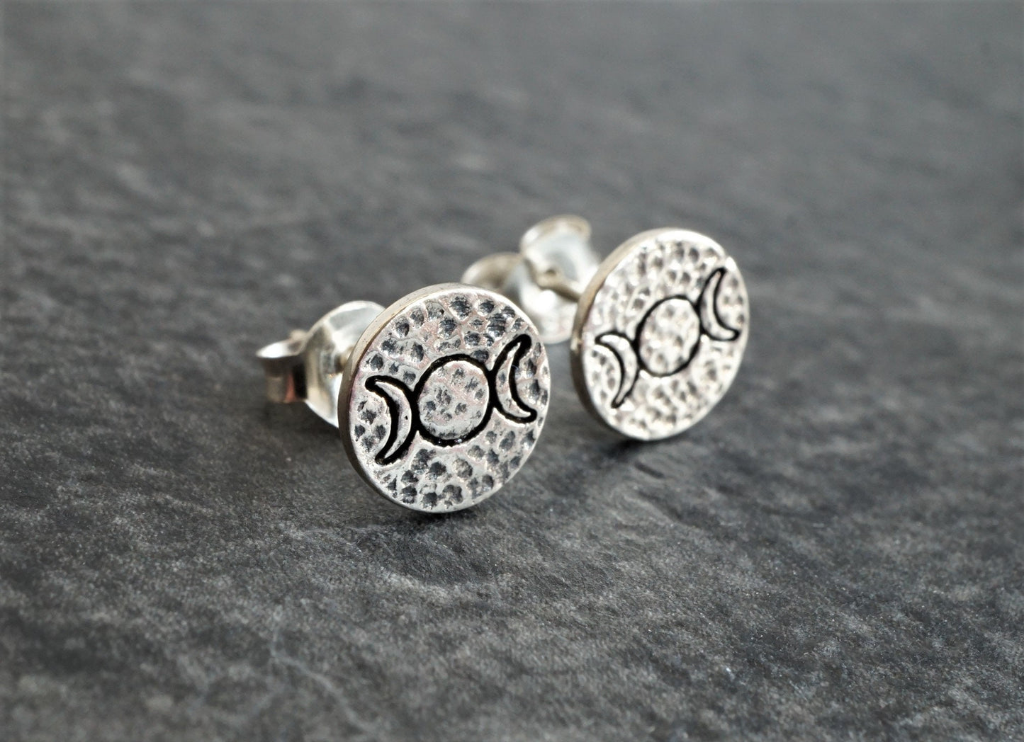 Triple Moon Ear Stud Sterling silver* Wiccan * Gift for her