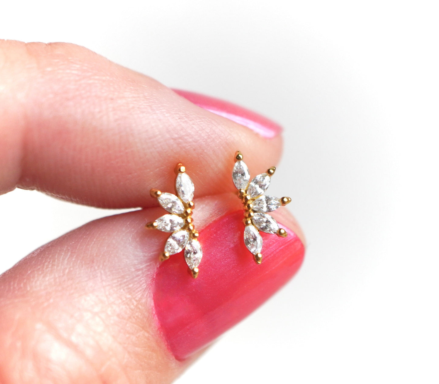 Golden Small Stud Sterling Silver * Feminine jewellery * Gold stud * Boho stud