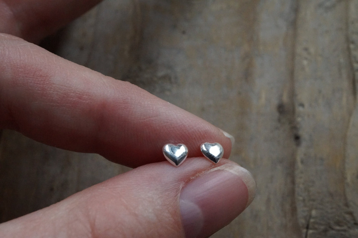 Small Puff Heart Stud Earrings * Stud Earrings * Heart earrings * Sterling silver stud
