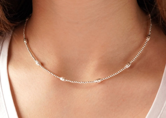 Sterling Silver Bead Necklace * Silver Jewellery * Gift for her * Feminine * Choker necklace