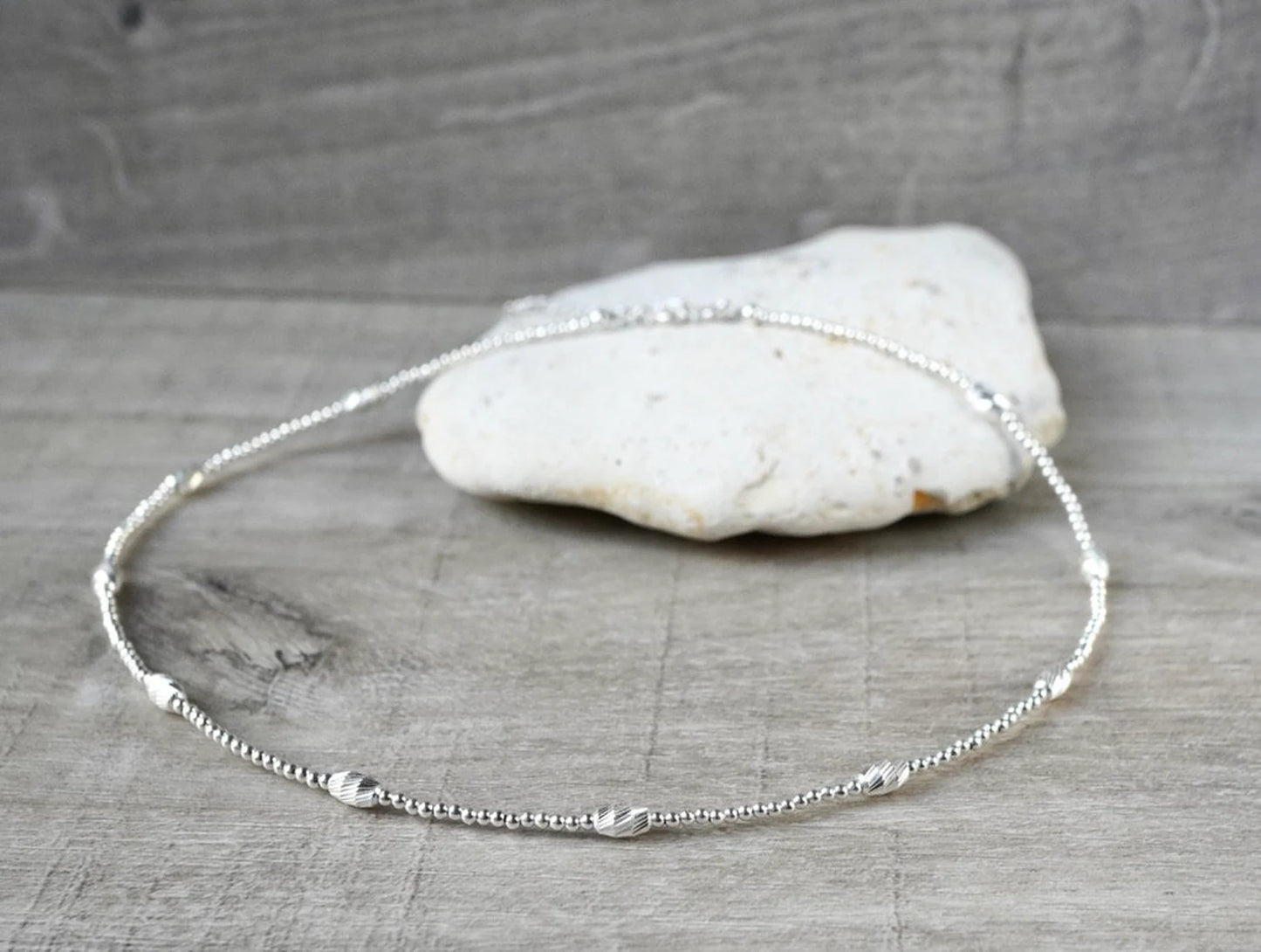 Sterling Silver Bead Necklace * Silver Jewellery * Gift for her * Feminine * Choker necklace